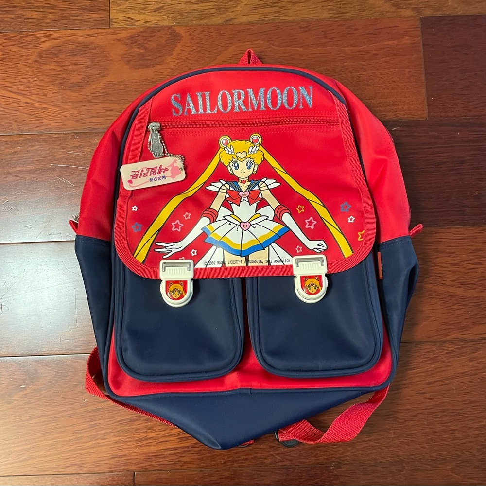 Vintage 1992 Sailor Moon Backpack Bag Toei Anime Red Star Heart Rare HTF B12